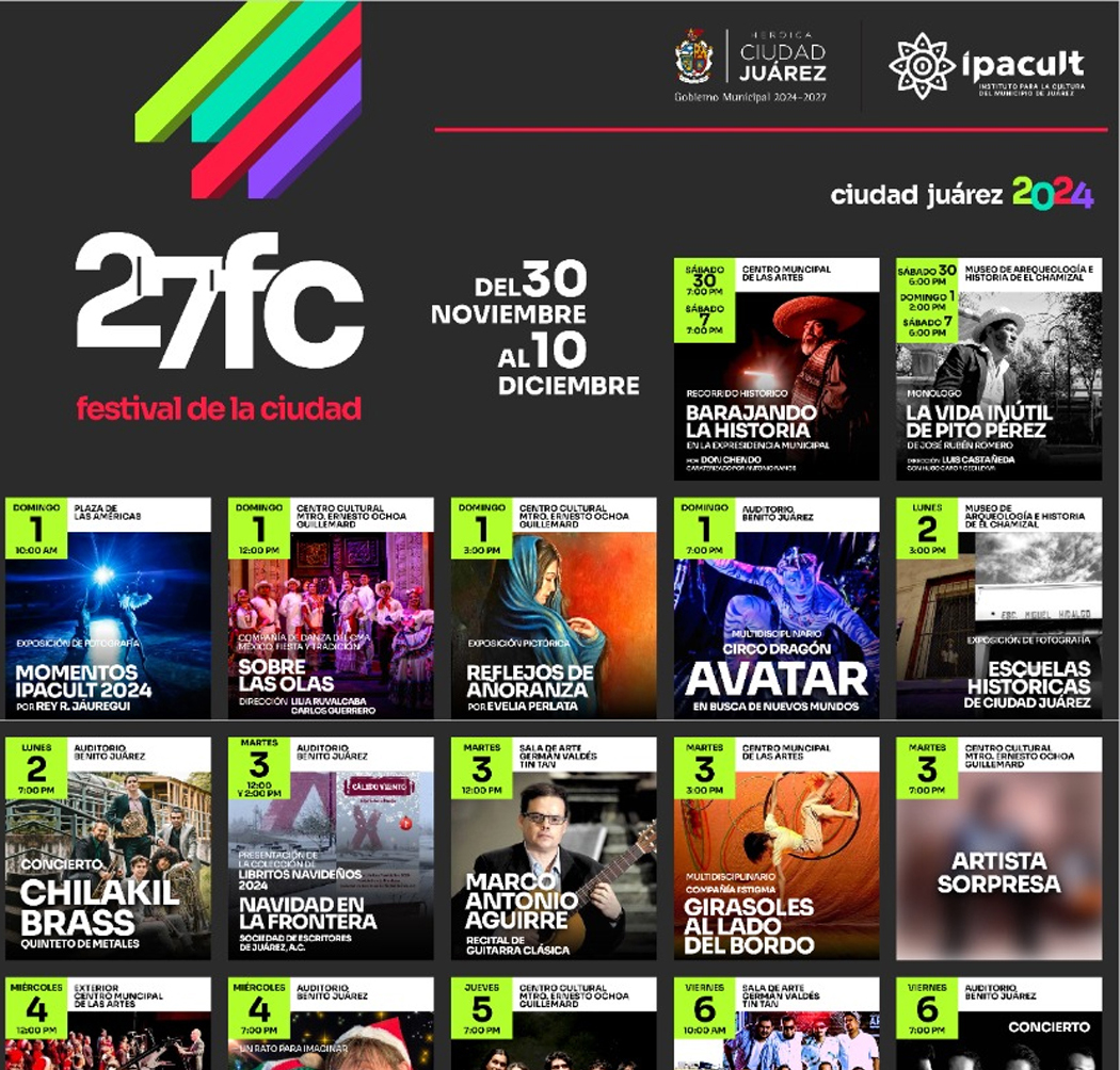 IPACULT invita a celebrar el Festival de la Ciudad con más de 35 eventos culturales 