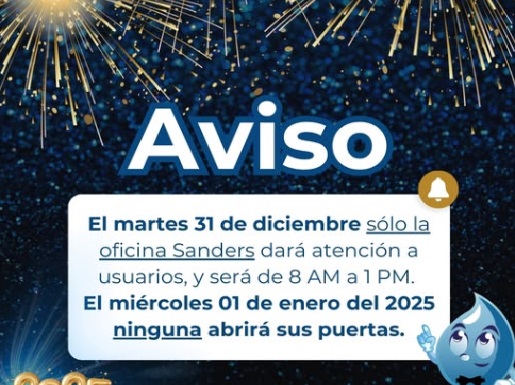 Trabajará la J+ en horario especial el 31 de diciembre; solo en oficinas de Sanders